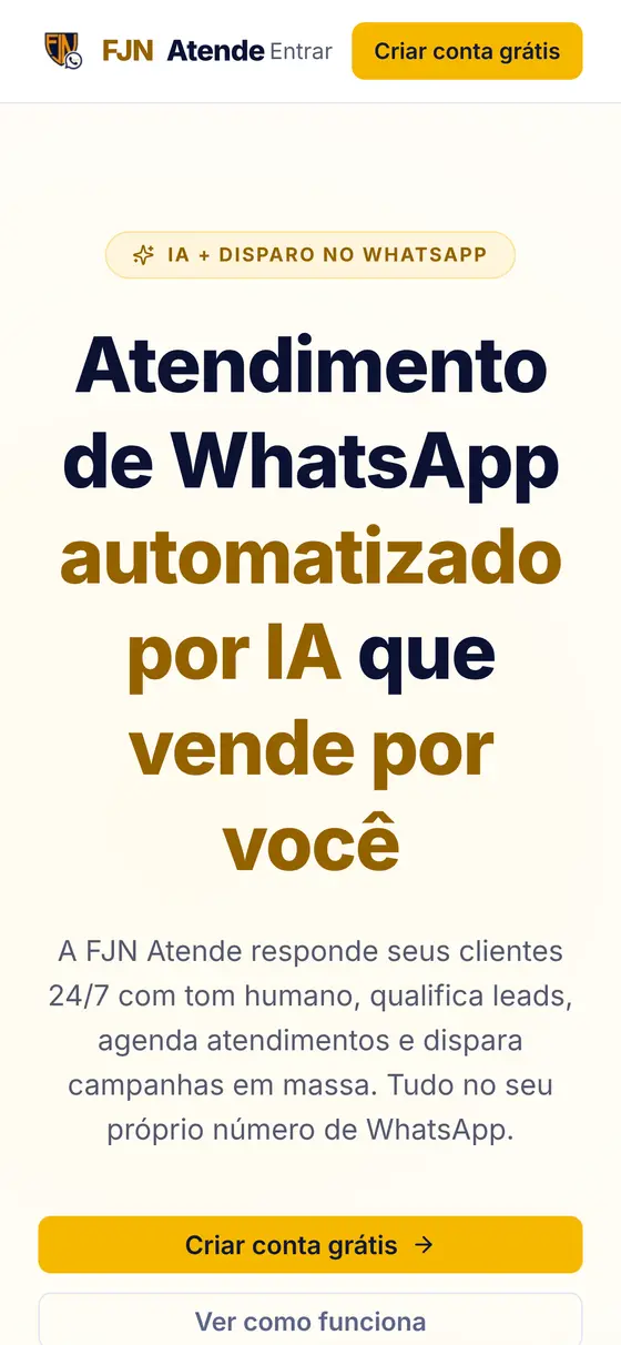 FJN Atende — atendimento por WhatsApp com IA no celular