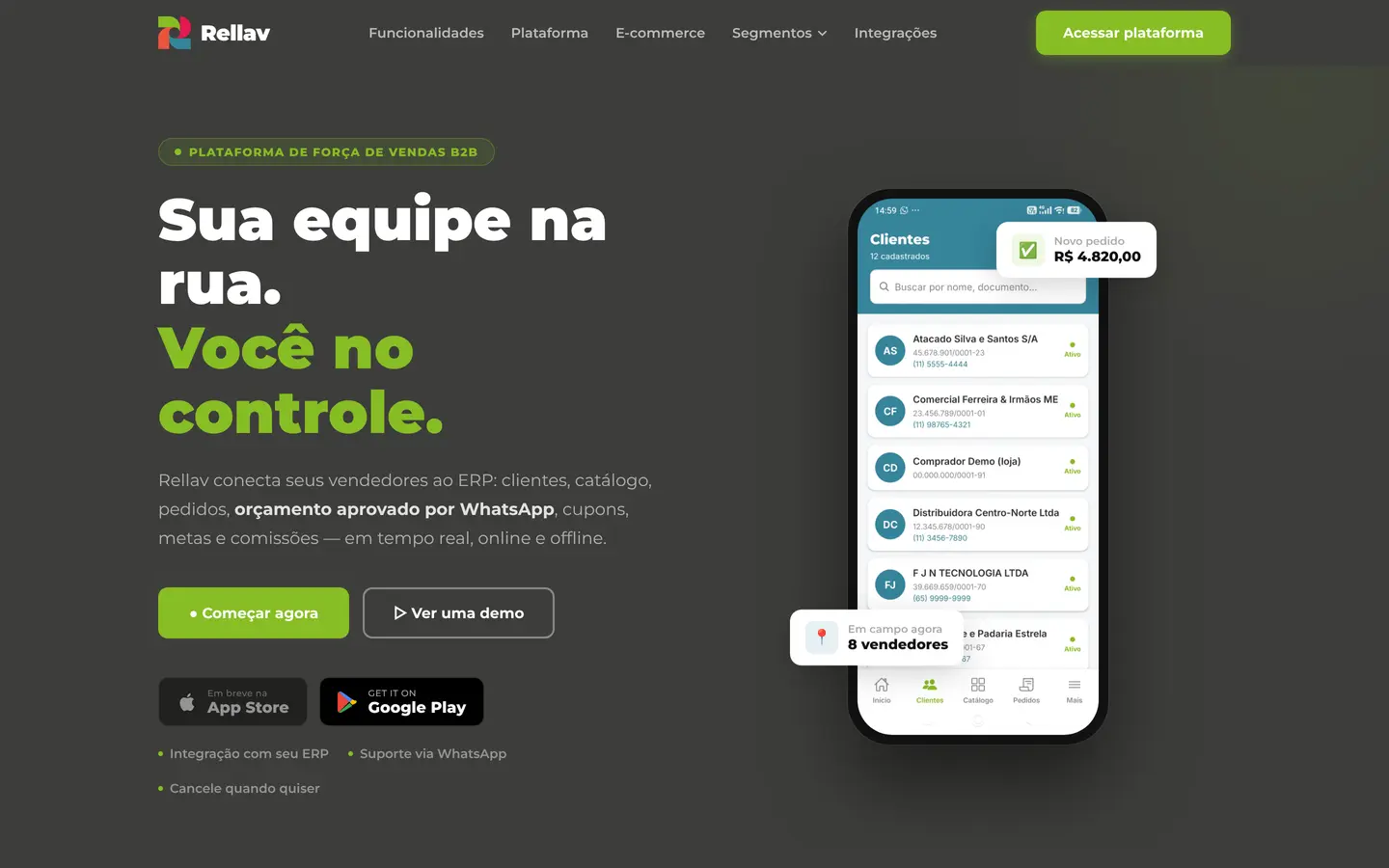 Rellav — plataforma de força de vendas B2B